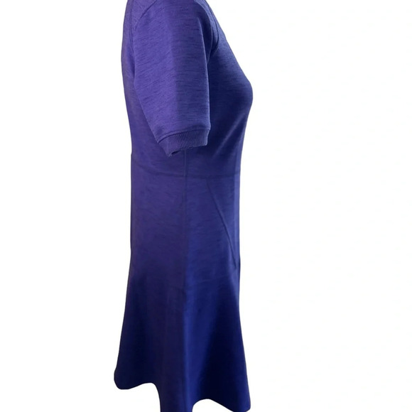 Athleta En Route Fit-and-Flare Ponte Knit Short Sleeve Dress Blue - Picture 4 of 11